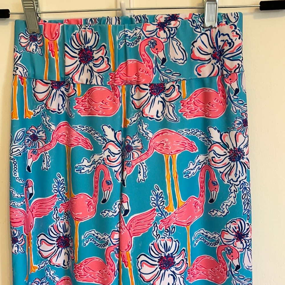 Floral Flamingo Print Boot Cut Pants